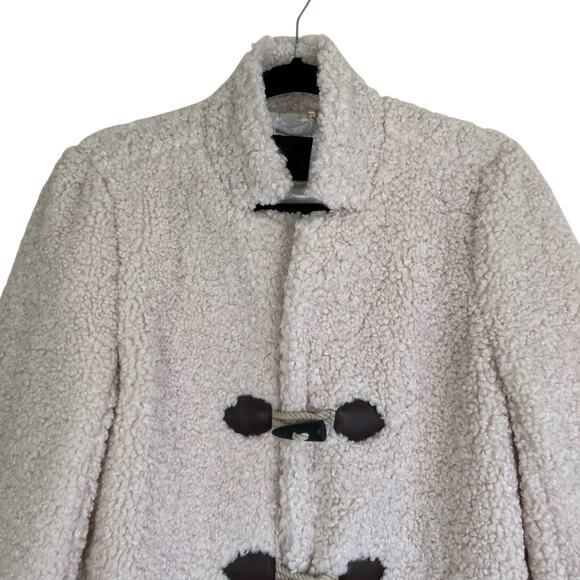J. Crew NWT Sz S Faux-Sherpa Toggle Coat Teddy Coat in Cement (Cream) Warm Cozy - Picture 3 of 16